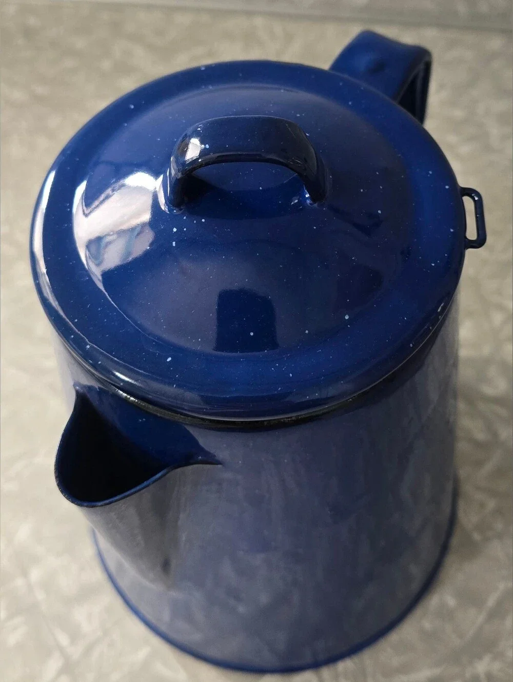 Enamelware Coffee Pot Cowboy Percolator blue Graniteware complete